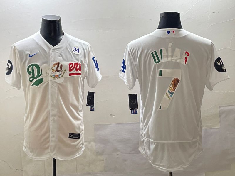Men Los Angeles Dodgers 7 Urias White Mexico Elite 2025 Nike MLB Jersey style 4
